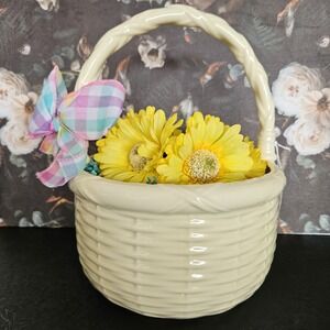Handmade Ceramic Glazed Basket‎ Easter Basket - 9x12"
